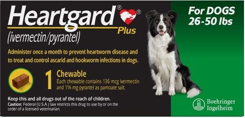 Heartgard Plus Rx Chewable Green 26-50 lbs Single Tablet