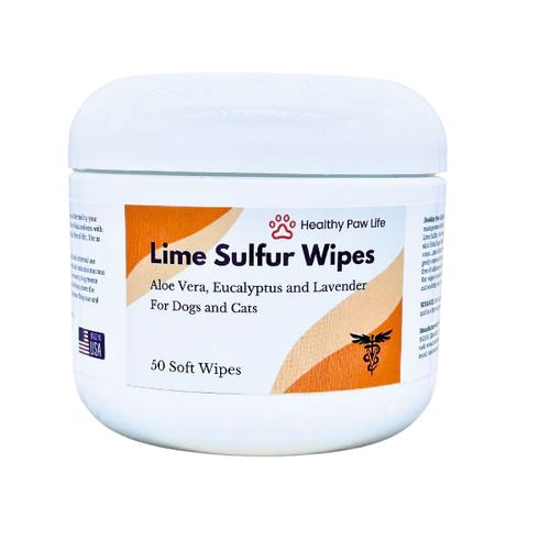 Healthy Paw Life’s Lime Sulfur Wipes  (50 ct, 2" Skin Soothe Wipes)