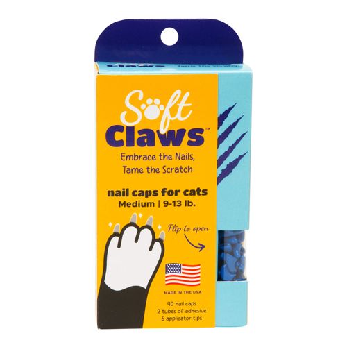 Soft Claws Nail Caps for Cats Medium Blue 40 ct