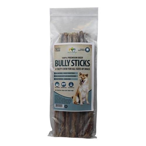 Bully Sticks Premium All Natural Dog Pizzle Chews, 12"